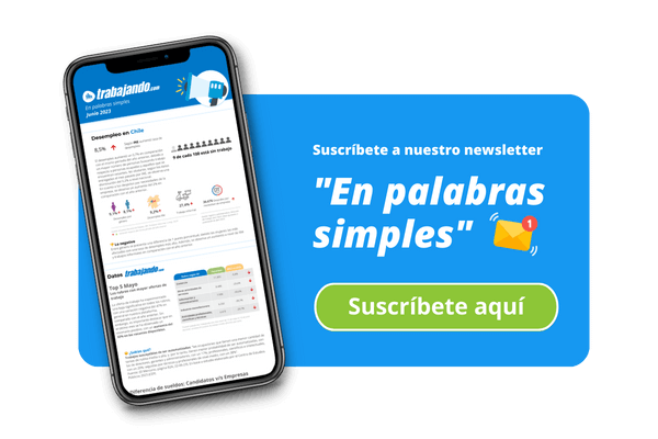 Vista previa de datos mensuales del mercado laboral que reciben los suscriptores al newsletter "En palabras simples" de Trabajando.com